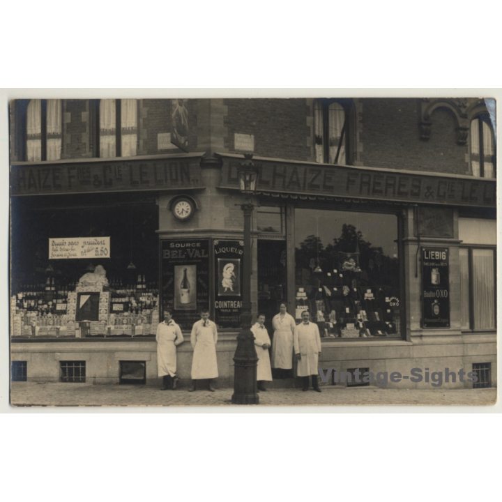 Rue Des Bataves - Ave. Tervueren / Bruxelles: Delhaize Fres & Cie Le Lion (Vintage RPPC ~ 1910)