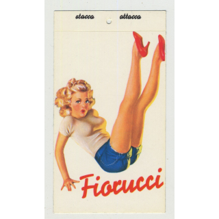 Rare Vintage Fiorucci Pinup Sticker  - White (Italy 1980s)