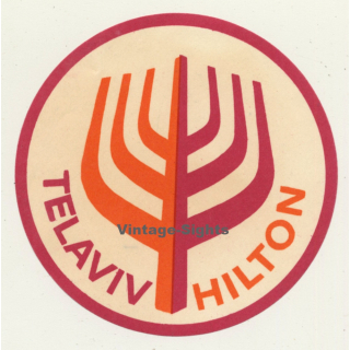 Tel Aviv / Israel: Hotel Hilton (Vintage Luggage Label ~ 1950s)