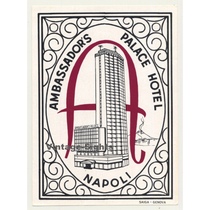 Napoli / Italy: Ambassador's Palace Hotel (Vintage Luggage Label)