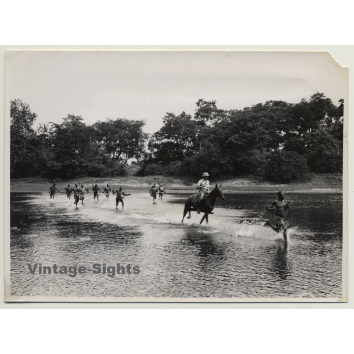 Dungu / Congo-Belge: Elephant Hunt - Horse - Indigenous (Vintage Photo H. Goldstein 1948)