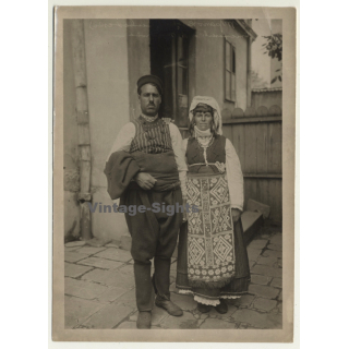 Sliven / Bulgaria: Couple In Traditional Costumes / Garb (Vintage Photo ~ 1920s/1930s)