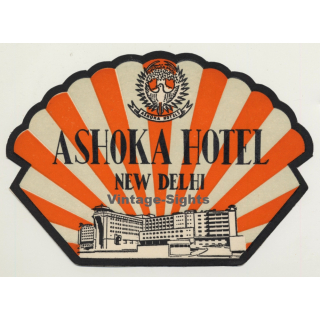 New Delhi / India: Ashoka Hotel (Vintage Luggage Label)