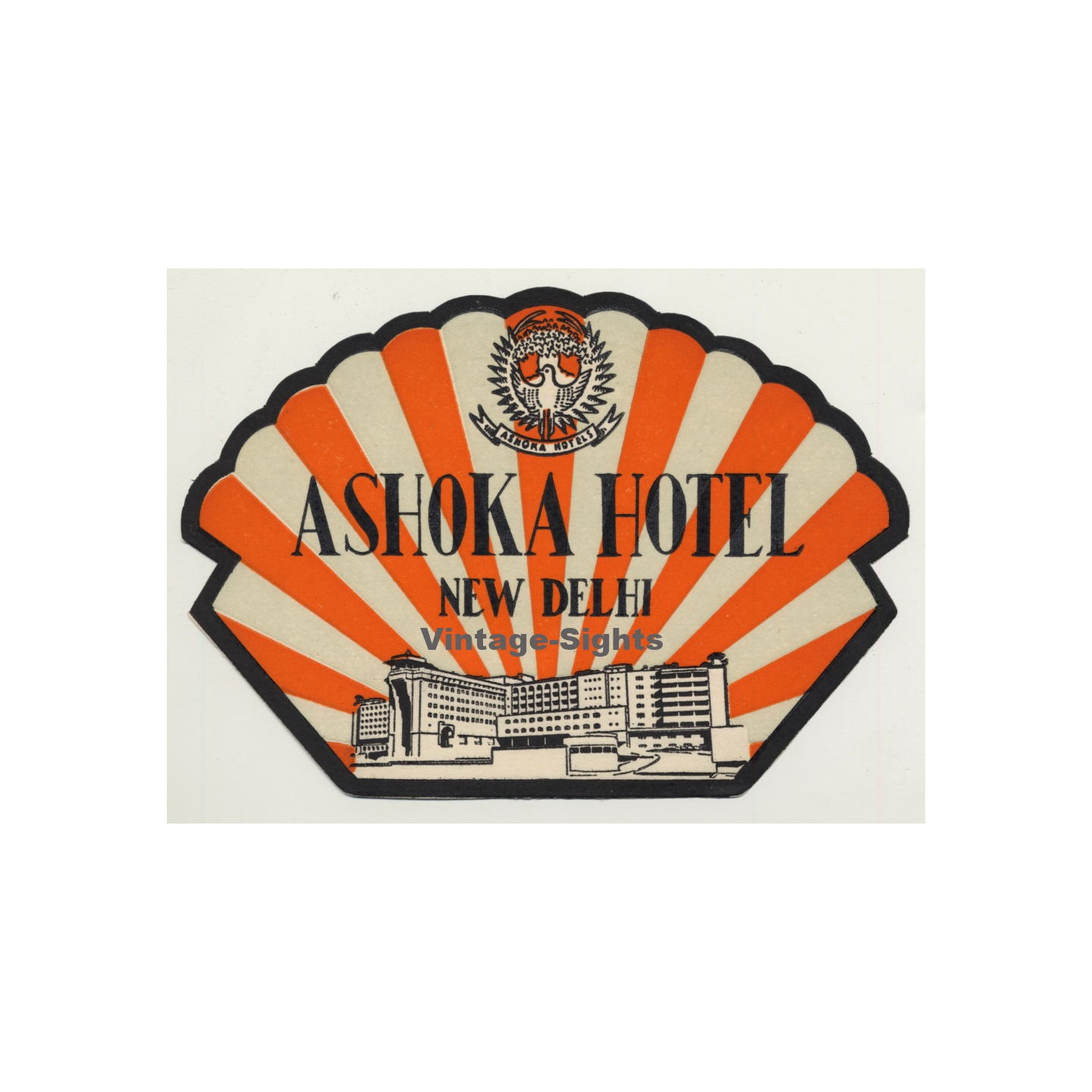 New Delhi / India: Ashoka Hotel (Vintage Luggage Label)