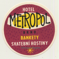 Brno / Czech Republic: Hotel Metropol (Vintage Luggage Label)