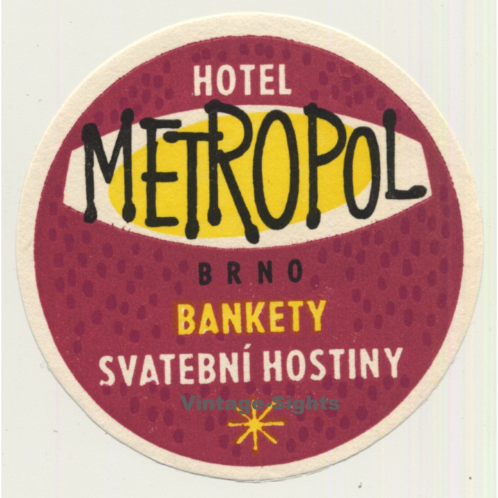 Brno / Czech Republic: Hotel Metropol (Vintage Luggage Label)