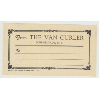 Hotel The Van Curler - New York / USA (Vintage Postal/Luggage Label)