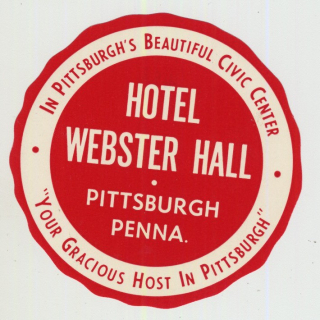 Hotel Webster Hall - Pittsburgh / USA (Vintage Luggage Label)