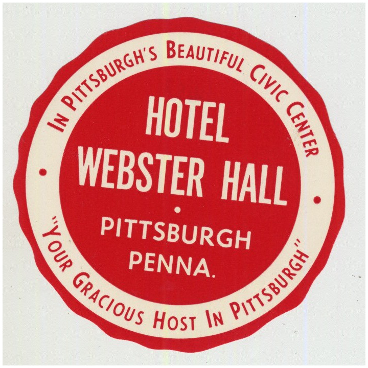Hotel Webster Hall - Pittsburgh / USA (Vintage Luggage Label)