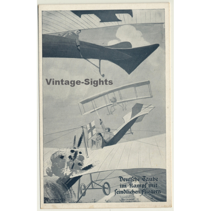 Luftflotten Verein: Deutsche Taube Im Kampf (Vintage Postcard Aviation 1915)