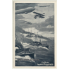 Luftflotte Begleitet Kriegsschiffe / Zeppelin (Vintage PC Aviation ~1910s)