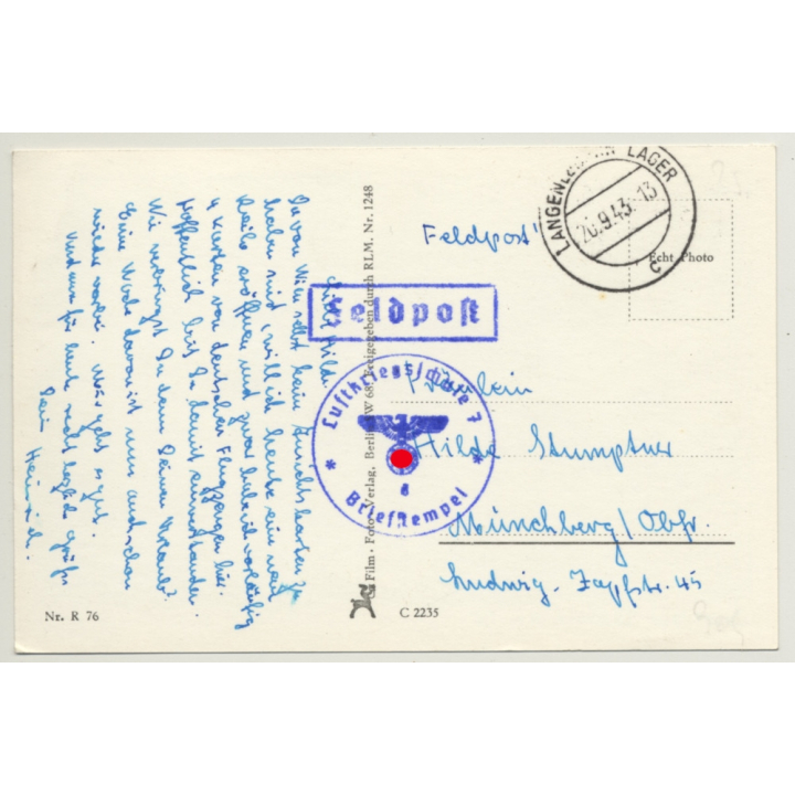 Jagdeinsitzer Messerschmitt Me 109 (Vintage RPPC Aviation 1943)