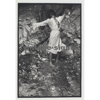 Natural Beauty Poses In Mediterranean Cave / Nip Slip (Vintage Amateur Photo)