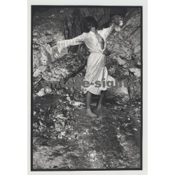 Natural Beauty Poses In Mediterranean Cave / Nip Slip (Vintage Amateur Photo)