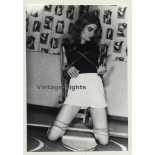 Fully Dressed Blonde Woman Fixed To Chair / Bondage - BDSM (Vintage Photo GDR ~1960s)
