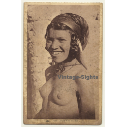 Jeune Fille Du Sud / Topless - Ethno - Headdress (Vintage Postcard C.A.P. ~1940s)