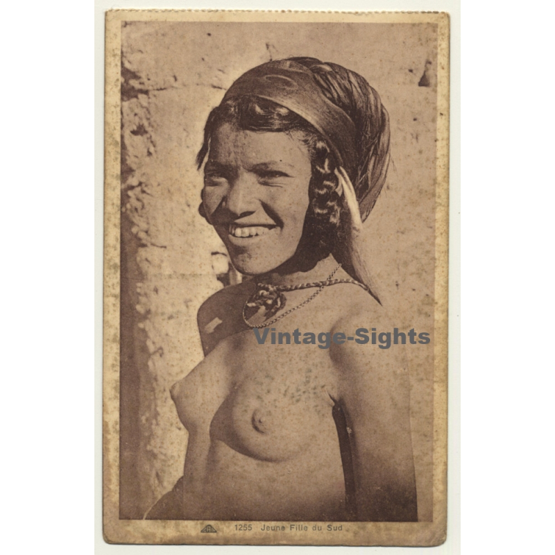 Jeune Fille Du Sud / Topless - Ethno - Headdress (Vintage Postcard C.A.P. ~1940s)