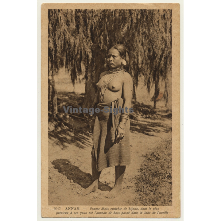 Annam / Vietnam: Femme Moïs / Asian Nude - Ethnic (Vintage Postcard ~1920s/1930s)