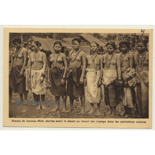 Annam / Vietnam: Group De Femme Moïs / Nude - Ethnic - Jewelry (Vintage PC ~1920s/1930s)