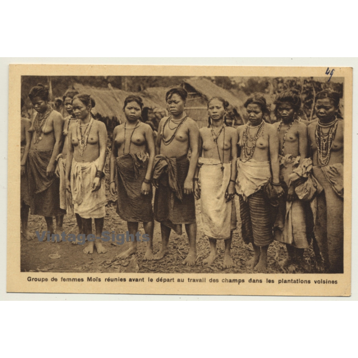 Annam / Vietnam: Group De Femme Moïs / Nude - Ethnic - Jewelry (Vintage PC ~1920s/1930s)