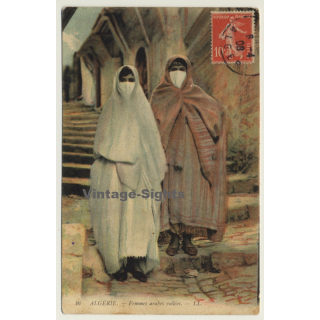 Algeria: Femmes Arabes Voilées / Veil - Burqa (Vintage Postcard 1908)