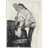 Pretty Topless Woman In Fancy Costume / Cuffs - Tights (Vintage Amateur Photo)