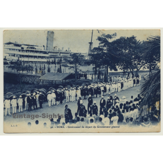 Boma / Congo Belge: Cérémonial Départ Gouverneur Général (Vintage PC 1921)