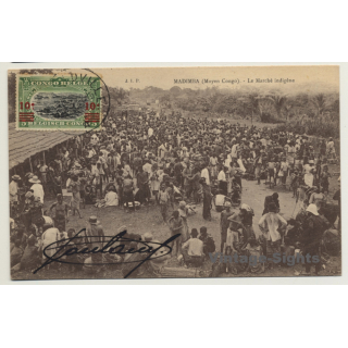Madimba / Congo Belge: Le Marché Indigène (Vintage PC 1922)