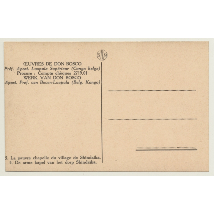 Congo Belge: Poor Chapel Of Shindaika / Don Bosco (Vintage PC ~1910s/1920s)