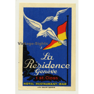 Geneva / Switzerland: Hotel La Résidence (Vintage Luggage Label)