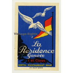 Geneva / Switzerland: Hotel La Résidence (Vintage Luggage Label)