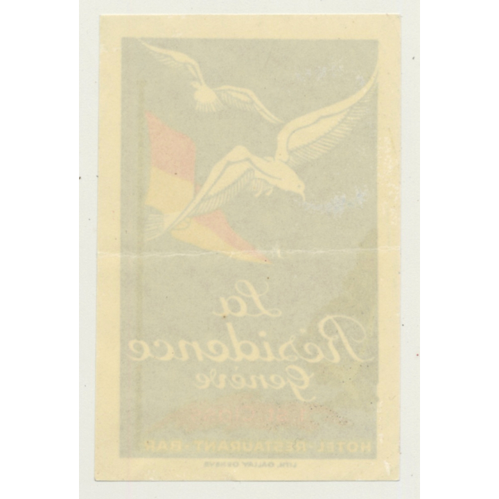 Geneva / Switzerland: Hotel La Résidence (Vintage Luggage Label)