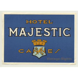Cannes / France: Hotel Majestic (Vintage Luggage Label)