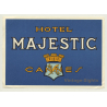 Cannes / France: Hotel Majestic (Vintage Luggage Label)