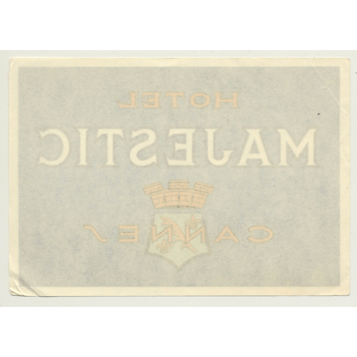 Cannes / France: Hotel Majestic (Vintage Luggage Label)