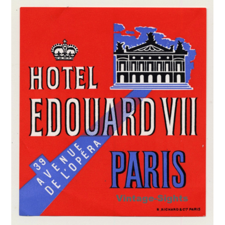 Paris / France: Hotel Edouard VII (Vintage Luggage Label)