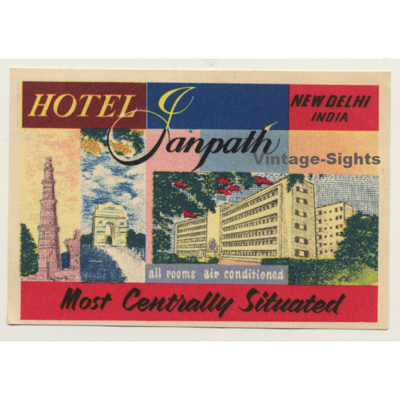New Delhi / India: Hotel Janpath (Vintage Luggage Label)