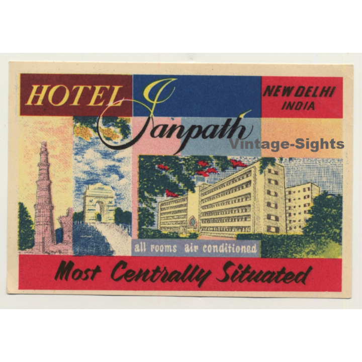 New Delhi / India: Hotel Janpath (Vintage Luggage Label)