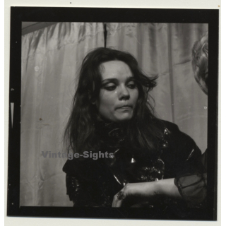 Darkhaired Female Beauty In Lacqueer *1 (Vintage Contact Sheet Photo 1970s)