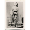 Natural Brunette Semi Nude About To Take Of Panties (Vintage Photo 2nd Gen B/W ~ 50s)