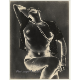 Experimental Erotic Art: Semi Nude & Necklace (Vintage Photo 1980s)