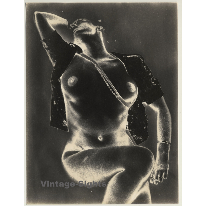 Experimental Erotic Art: Semi Nude & Necklace (Vintage Photo 1980s)