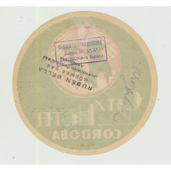 City Hotel - Cordoba / Argentina (Vintage Luggage Label)