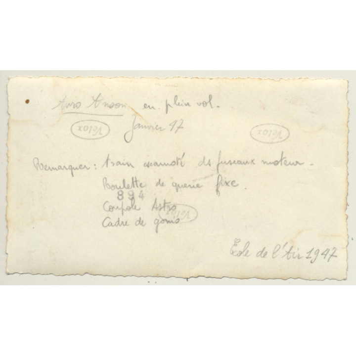 Salon-de-Provence: Avro Anson En Plein Vol *4 - École De L'Air (Vintage Photo 1947)