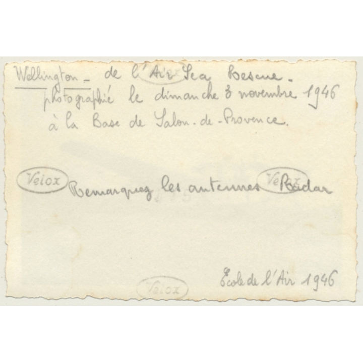 Salon-De-Provence: Vickers Wellington (Air Sea Rescue) - École De L'Air (Vintage Photo 1946)