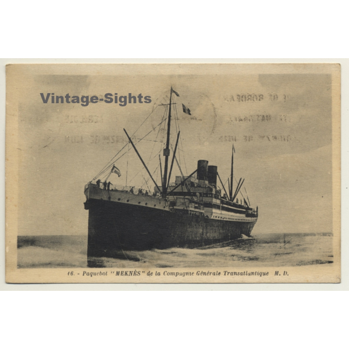 Paquebot Meknès / CGT - Steamboat (Vintage Postcard 1937)