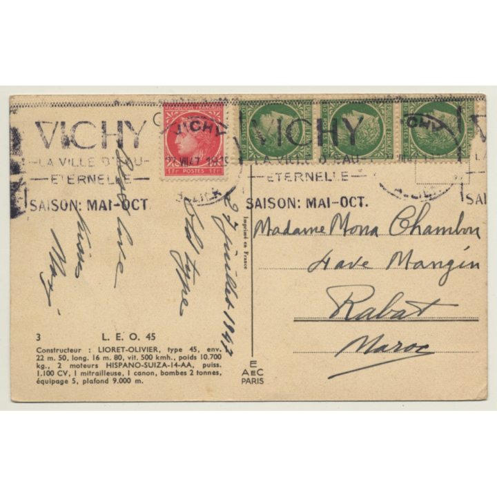 Lloret-Olivier L.E.O. 45 / Lioré Et Olivier LEO 45 (Vintage Postcard 1947)