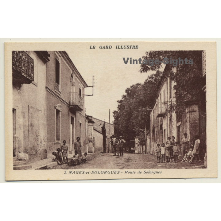 30114 Nages-Et-Solorgues / France: Route Des Solorgues (Vintage PC ~1940s)