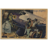 Air France: Révision Des Moteurs / Aviation (Vintage Artist Postcard)