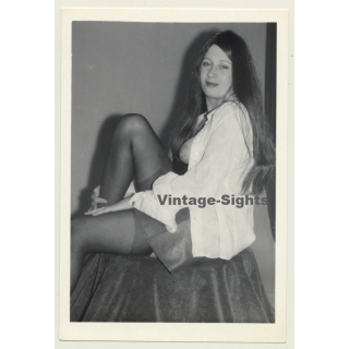 Busty Dressed Woman Gives A Peek Of Her Breast (Vintage Photo GDR 1980s)